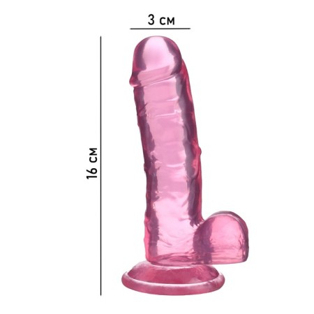 Falloimitator Oka-Khpoki, realist, on a suction cup, gel, 16 x 3 cm, pink-5