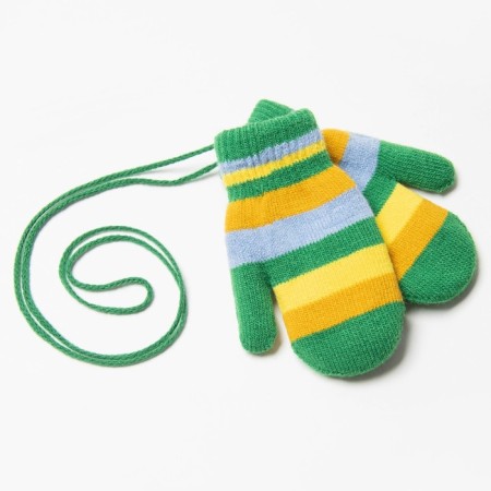 Baby mittens, green color/stripes, size 14 (4-6 years)