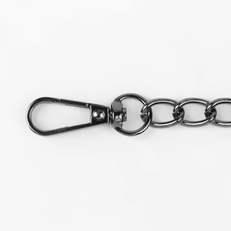 A chain for a bag, with carbines, iron, 9 × 14 mm, 120 cm, black nickel color-1