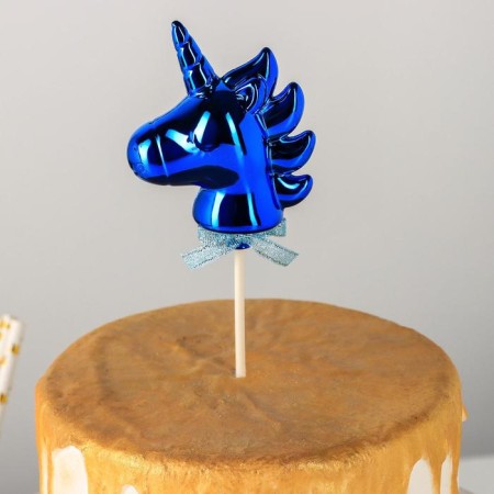 Topper for the Cake "Unicorn", 21 × 7 cm, blue color
