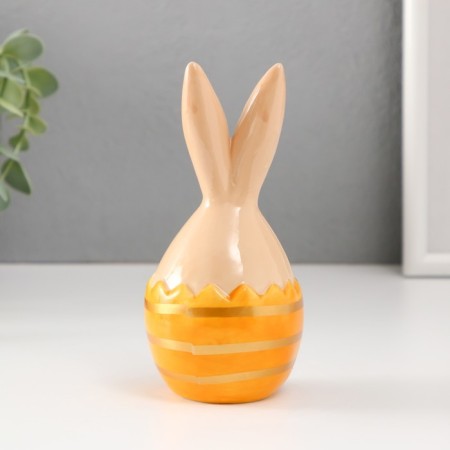 Souvenir Ceramics "Rabbit in an egg with stripes" beige-yellow 6.6x6.5x14.3 cm-2