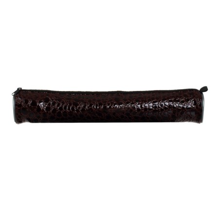 Penal-tobus for brushes, soft, 355 x 65 mm, 7k37, leatherette, reptile print, glossy, brown-4