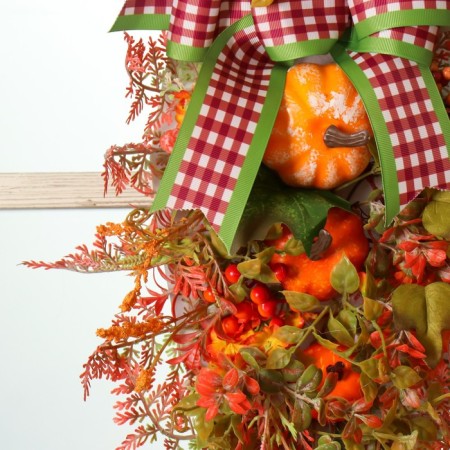The wreath on the interior door "Autumn with pumpkin" 30x50 cm-2