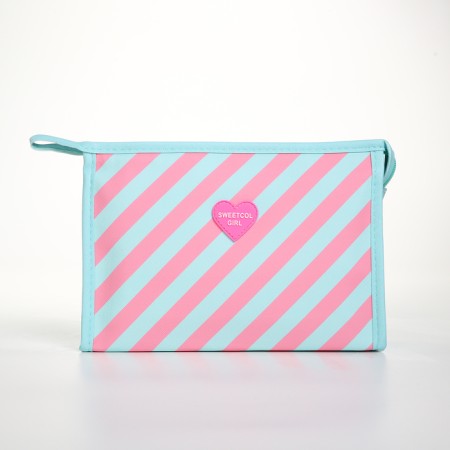 Cosmetic bag with zipper, turquoise color-1