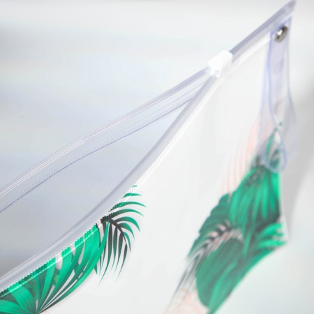 Cosmetic bag with zip-gl, transparent/green color-3