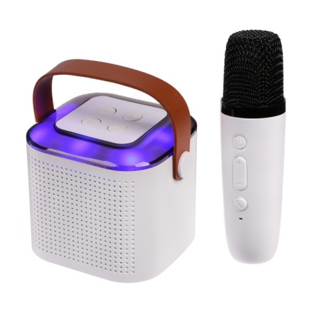Mini Karaoke system Y1, 5 W, microphone, 800/400 mac, jack 3.5, type-s, rgb, white