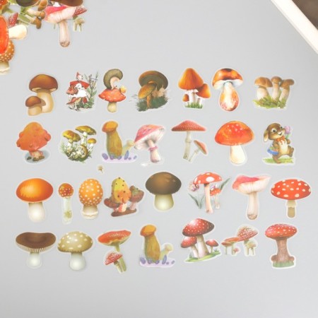 Stickers for creativity PLC PVC "Forest Mushrooms" set 60 pcs 10x14 cm