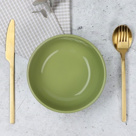 Deep plate ceramic olive, 15.5 x 6.5 cm, 800 ml, green color-3