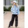 Fur jacket for a girl, height 116 cm, blue color
