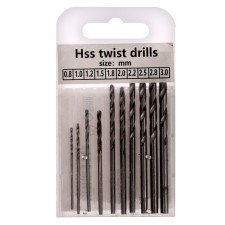 Drill for manual mini-days, set of 10 pcs., Size from 0.8 to 3 mm