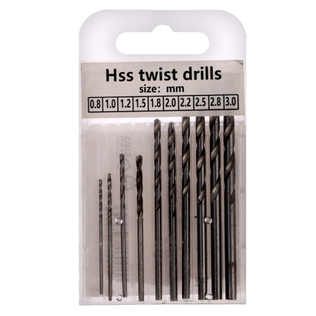 Drill for manual mini-days, set of 10 pcs., Size from 0.8 to 3 mm