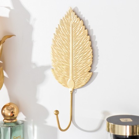 Decorative hook "Sheet of mulberry" gold 19x8 cm