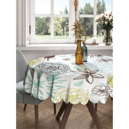 The tablecloth “Deer and flowers”, round, Saten, d = 150 cm