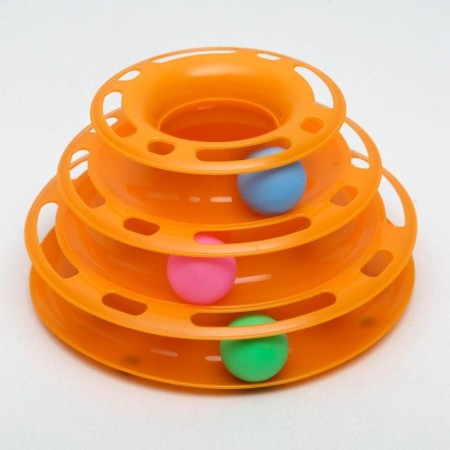 Game complex "Piggon" for cats with 3 balls, 24.5 x 24.5 x 13 cm, orange-2