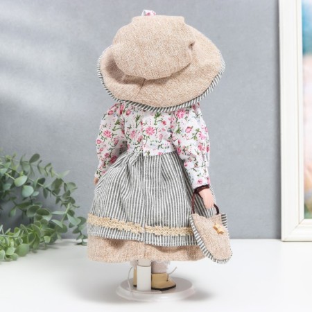 Collective ceramics doll "Irina in striped dress" 30 cm-3