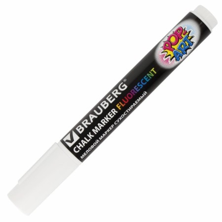 MARKER CHLOVA BRAUBERG "Pop-Art", 5mm, white. Fluor. Washed, for smooth surface 151527-6