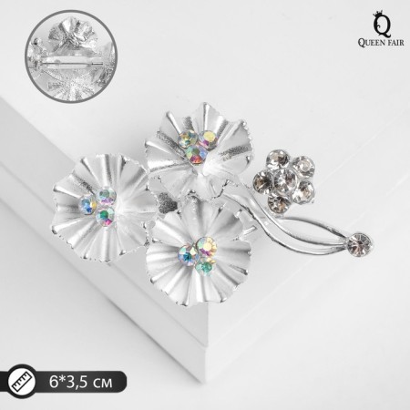 Brooch "Dandelions" flowers, colored in matte silver