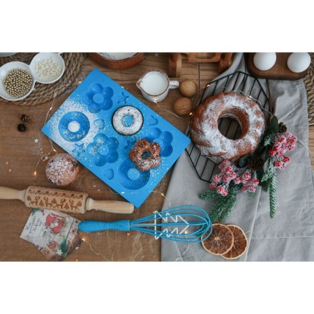 The form for baking the share "Sweets. Donut and chamomile ”, silicone, 25.5 × 17.5 cm, 6 cells, color mix-5