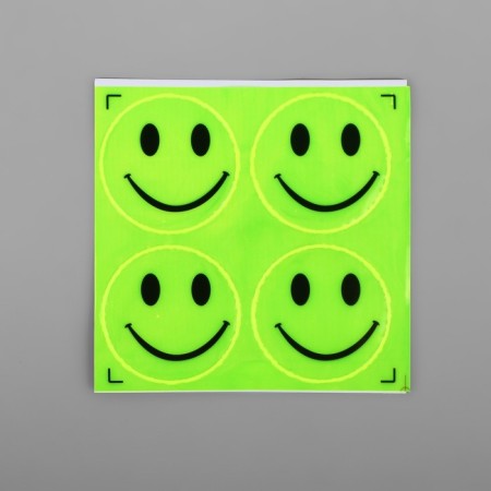 Reflective stickers "Smile", D = 5 cm, 4 pcs on the sheet, yellow color-1