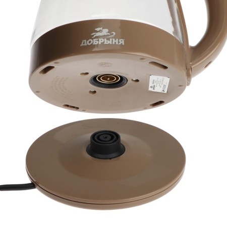 Electric Dobrynya kettle DO-1254B, glass, 1.8 l, 1800 watts, beige-6