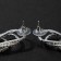 Hanging earrings with Hollywood rhinestones drops with threads, white color in silver, 15.5 cm