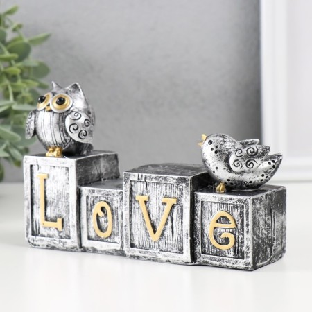 Souvenir Polystone "Birds on Cubes. Love" 4.2x15.5x10 cm-3
