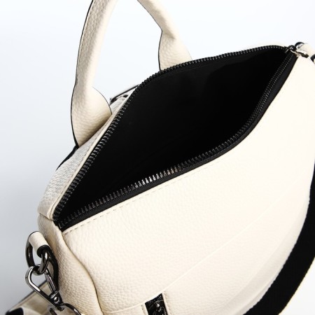Women's backpack made of artificial leather with lightning, 4 pockets, milk color-6