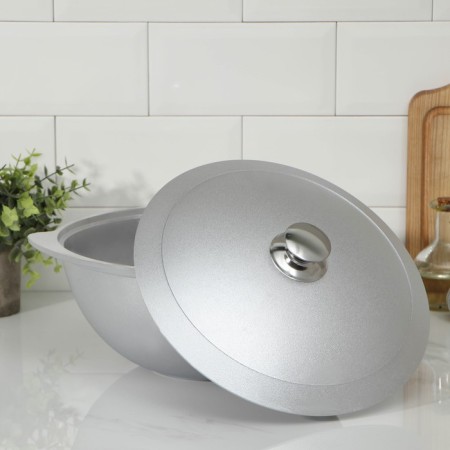 Cauldron, 4.5 l, aluminum lid, alloy handles, silver color-1