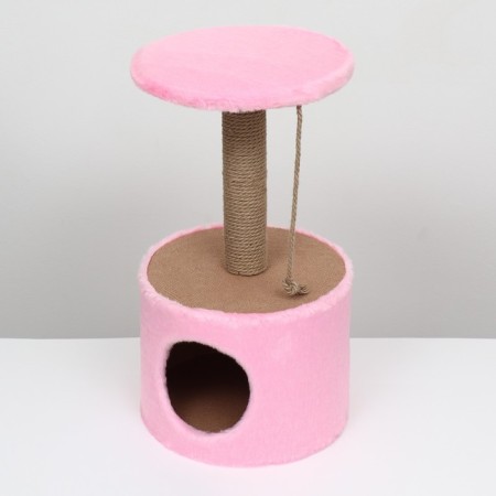 House for cats with a claw of a round, jute, 35 x 35 x 64 cm, pink-4