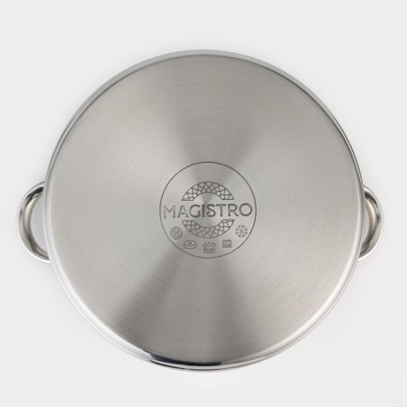 Stainless steel pan Magistro Grande, 8.9 liters, metal cover, capsule, induction-6