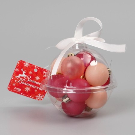 Set of balls plastic D-3 cm, 12 pcs "Shtar" silk, pink-red-1
