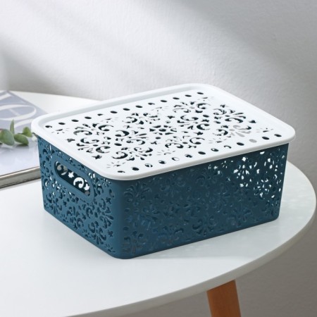 Storage container with a “pattern” lid, plastic, 22 × 17 × 9.5 cm, mix color-6