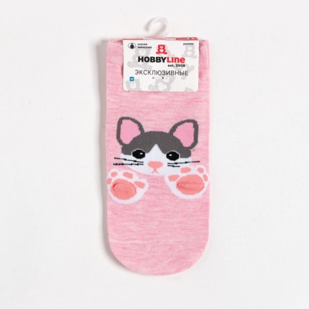 Women's socks "cat", pink color, size 36-40-4