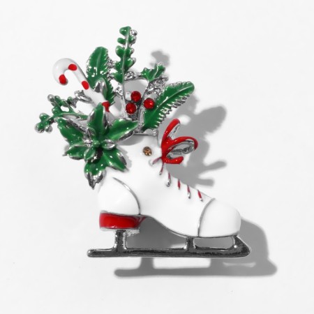 Brooch New Year's "horse" with flowers, color in silver-1