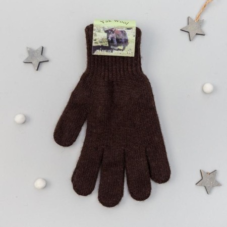 Women's gloves from Mongolian wool, chocolate color, size 17-19-3