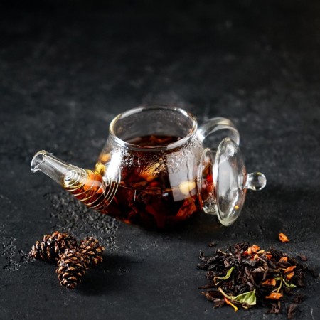 Glass teapot with metal sieve "Damba", 100 ml-4