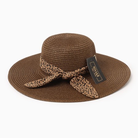 Women's hat Minaku "Leopard" Brown color, rr 56-58-4