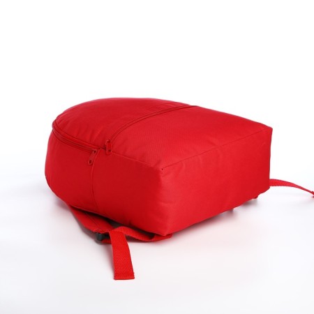 A backpack on the zipper is youth, external pocket, red color-4