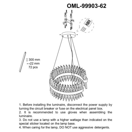 Suspended chandelier Strasatti LED 4000K 62W-8