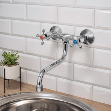 Kitchen mixer "RMS" SL71-361, two-wound, wall, zinc, chrome