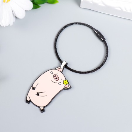 Trick Metal on the cable "Dancing pig with a flower" Emal 9.7 cm-2
