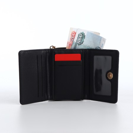 Women's wallet on the button, black color-5