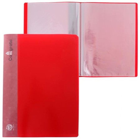 Folder with 60 A4, 500 microns, calligrata, pocket on the spine, red