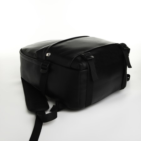 City backpack on a zipper, black color-4