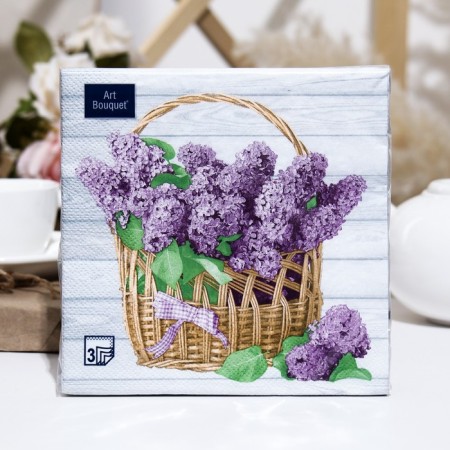 Paper napkins "Art Buket Basket with lilac", 3 layers, 33x33, 20 sheets