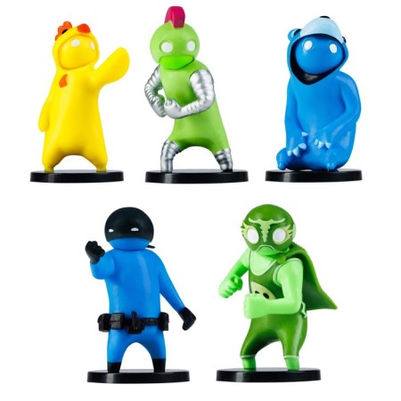 Set of Gang Beasts figures, with a green hero-rack, 5 pcs