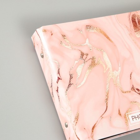 Photo album 25 sheets (corners+rings) "Pink marble" 27x19 cm-6