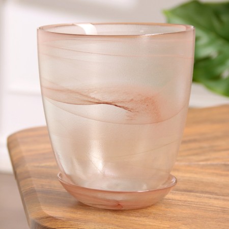 Flower pot with pallet No. 3 Alabaster brown 1 l