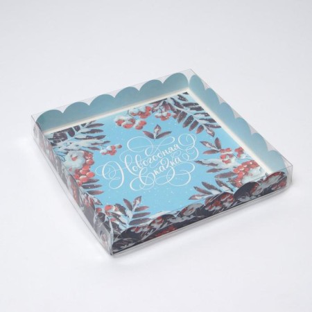 Box for confectionery with PVC cover "New Year", 21 x 21x 3 cm, new year