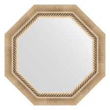 Mirror in the baguette frame, aged silver with weaving 70 mm, 53.2x53.2 cm